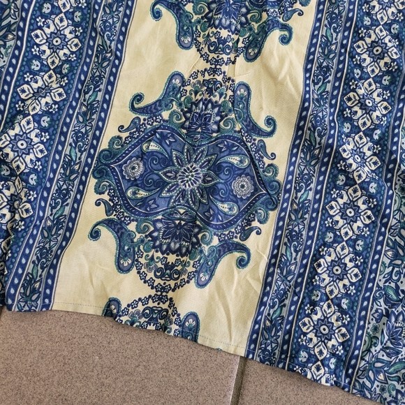 NWT Women's One Size Angie Printed Kimono S-XL Blue Cream 100% Rayon - Picture 4 of 7